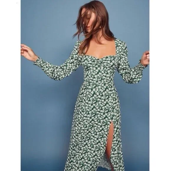 Reformation Wallflower Midi Dress in Cilantro Size 4 - Picture 3 of 12